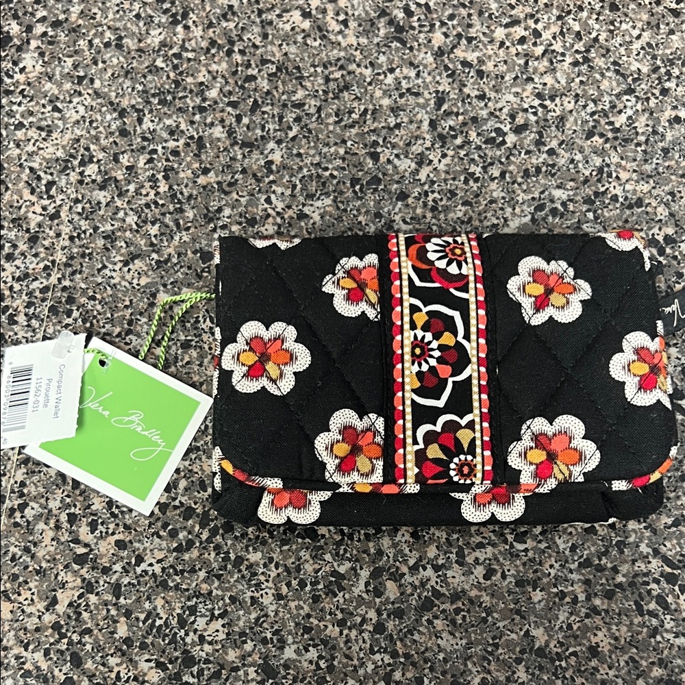 Vera Bradley Black and Multicolor Floral Wristlet